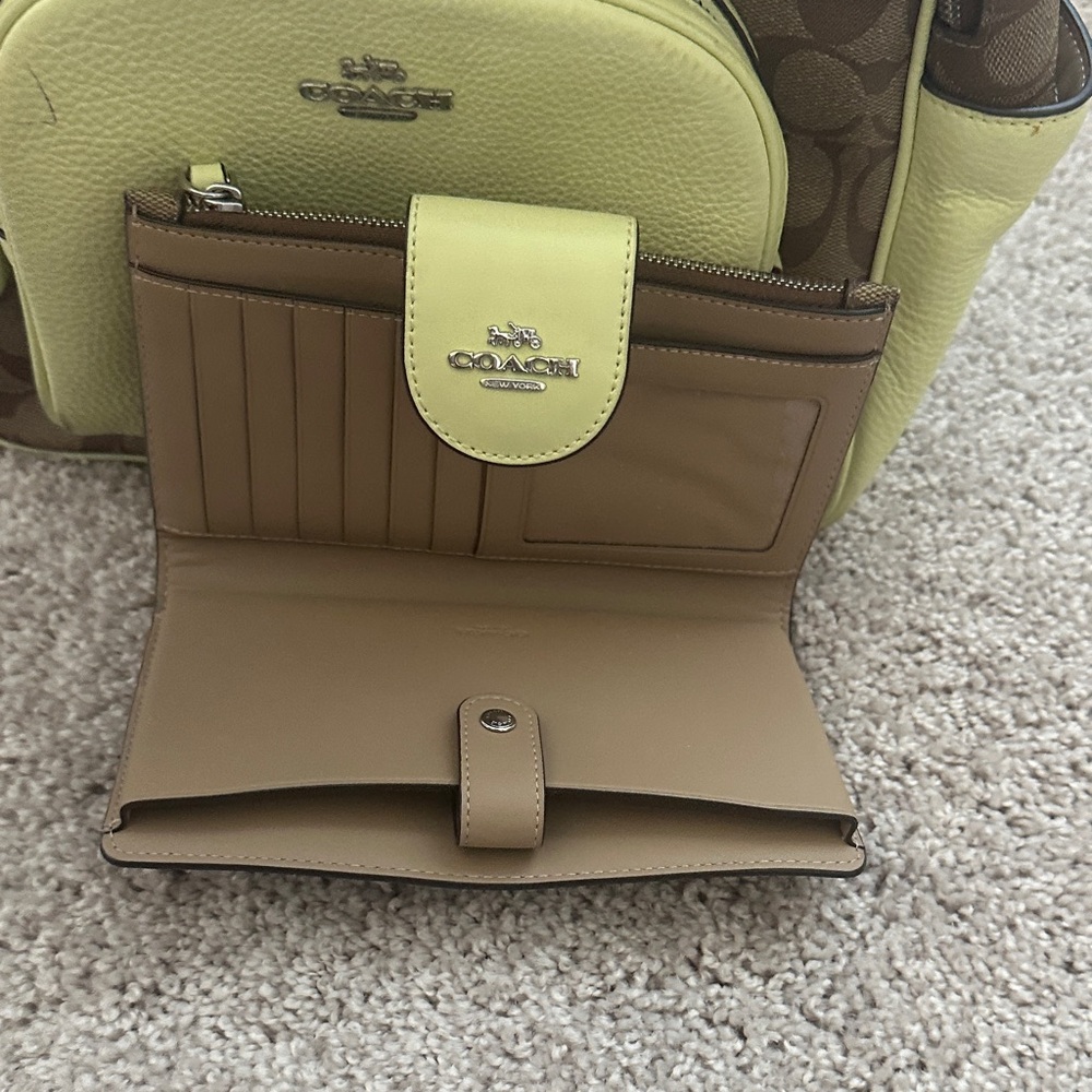 Coach Signature Brown and Yellow Backpack with Wallet - Picture 3 of 5